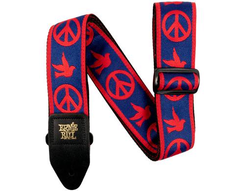 Ernie Ball 4698 Jacquard Gitarrengurt Red &  Blue Peace Love Dove