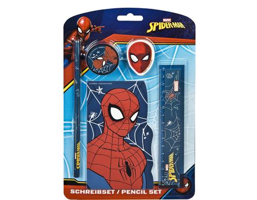 Undercover Schreibset 5-tlg Spiderman Bleistift, Radierer, Spitzer, Lineal, Notiz