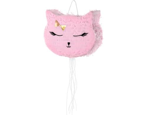 Partydeco Pinata Katze 35 x 27 x 9 cm, rosa, 1 Stk