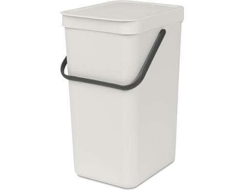 Brabantia Sort & Go Recyclingbehlter Inhalt 16 Liter, Light Grey