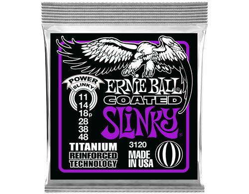 Ernie Ball 3120 Slinky Coated Titanium E-Gitarren Saitensatz, Power 11-48