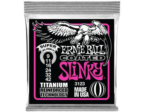 Ernie Ball 3123 Slinky Coated Titanium E-Gitarren Saitensatz, Super 09-42