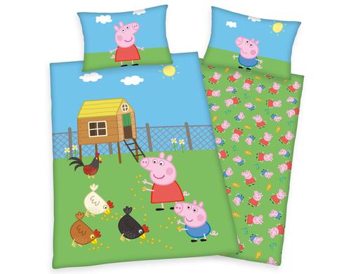 Klaus Herding Bettwscheset Peppa Pig 160x210/65x100cm, 100% Baumwolle, RV