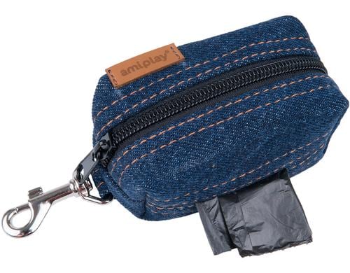 Amiplay Kotbeutelspender Denim, 9x5x4cm dunkelblau