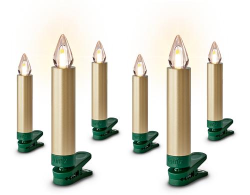 Lumix LED Baumkerze Superlight Flame 6er Erweiterb.Set, gold, inkl. Bat., exkl. Fb.