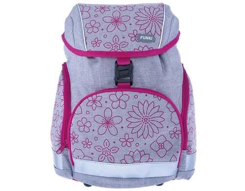 Funki Schulrucksack Slim-Bag Pink Flowers inkl. Regenschutz