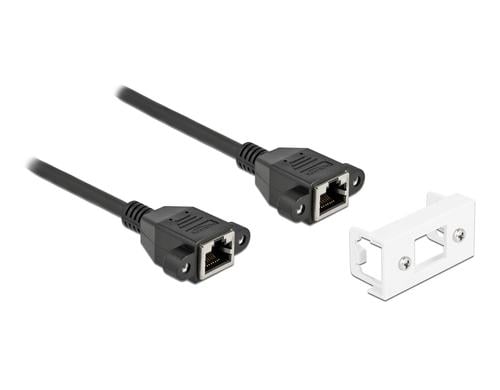 Delock Verlngerungskabel: S/FTP RJ45-RJ45 Easy45, Buchse, Cat.6A, 1m, schwarz