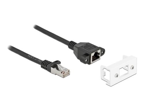 Delock Verlngerungskabel: S/FTP RJ45-RJ45 Easy45,Stecker-Buchse,Cat.6A,1m,schwarz