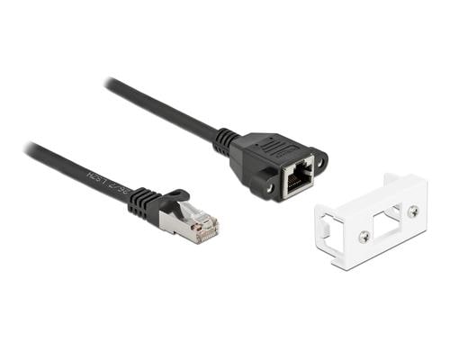 Delock Verlngerungskabel: S/FTP RJ45-RJ45 Easy45,Stecker-Buchse,Cat.6A,5m,schwarz