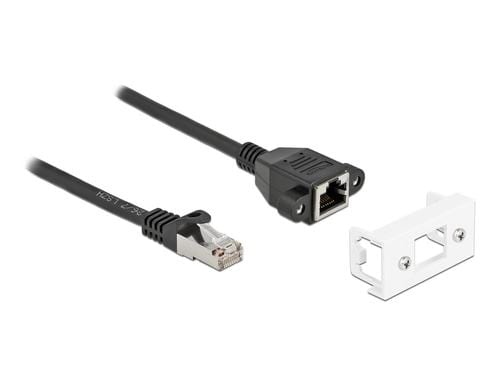 Delock Verlngerungskabel: S/FTP RJ45-RJ45 Easy45,Stecker-Buchse,Cat.6A,50cm,schwarz