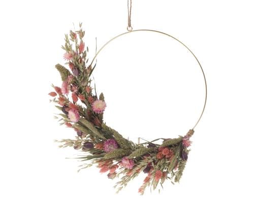 Anjel Trockenblumen-Box mit Ring, Natur Rosa-Lachs,Box 40x40cm, Ring 20 & 30 cm (D)