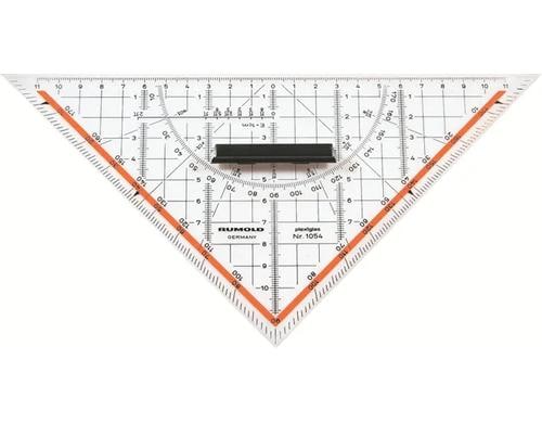 Rumold Geo-Dreieck Plexiglas 22 cm, Skala 2 x 11 cm, abnehmbarer Griff