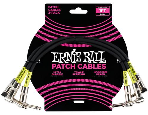 Ernie Ball 6075 Patchkabel gew./gew., schwarz, 30cm, 3er