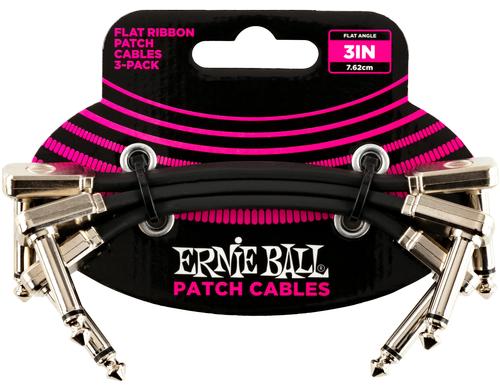 Ernie Ball 6220 Patchkabel flach, gew./gew., schwarz, 7.5 cm, 3er