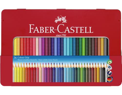 FABER-CASTELL Buntstifte COLOUR GRIP 2001 36er Metalletui, dreieckig, farbig lackiert