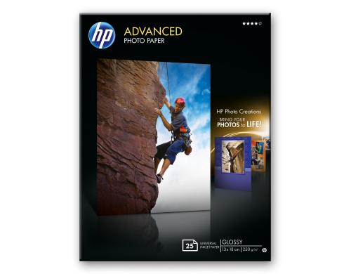 HP Fotopapier, glossy, Q8696A 13x18 cm, 25 Blatt, 250g,