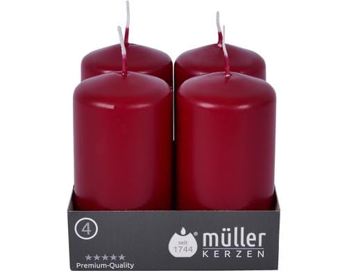 Mller Stumpenkerzen glatt bordeaux 9x4.8 cm