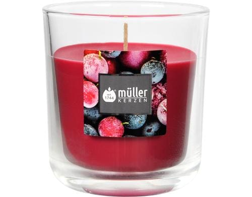 Mller Duftkerze im Glas, Wild Berries bordeaux 8.8x8 cm