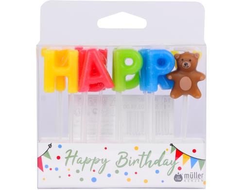 Mller Tortenstecker Happy Birthday 14 Stk., orig. 7.5x1.7 cm