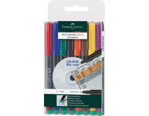 FABER-CASTELL MULTIMARK CD-Marker F 8er Etui, permanent, ideal fr OHP-Folien,