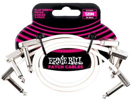 Ernie Ball 6386 Patchkabel flach, gew./gew., weiss, 30 cm, 3er