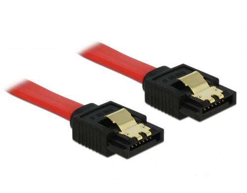 Delock SATA-3 Kabel: 10 cm,Metall Clip, rot 6 Gbps, kompatibel mit Sata2 und 1