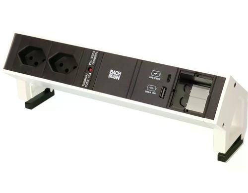 Bachmann DESK2 Steckdosenleiste Weiss 2x T13, 1x USB-A/C, 1x leer