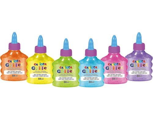 Carioca Glitzerkleber Glitter Glue Neon 12x 88ml Klebstoff mit Glitzerpartikel