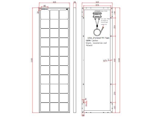 Swaytronic Solarpanel starr 120W Monokristallin Sunpower, 1440x415x35 mm