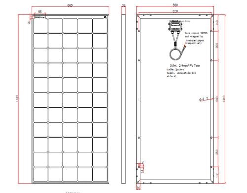 Swaytronic Solarpanel starr 200W Monokristallin Sunpower, 1440x660x35 mm