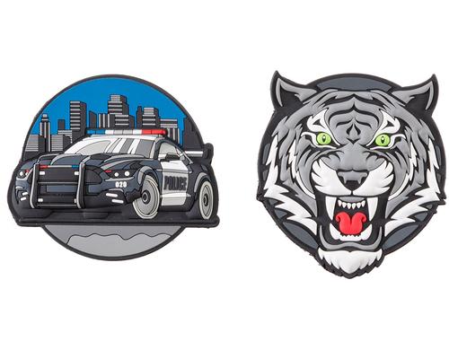 Schneiders Badgets Patches mit Klett 2 Stck, Police Car + Tiger