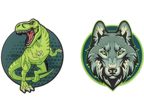 Schneiders Badgets Patches mit Klett 2 Stck, Dino + Wolf