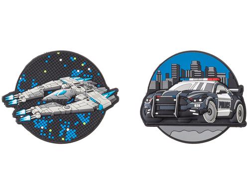 Schneiders Badgets Patches mit Klett 2 Stck, Spaceship + Police Car