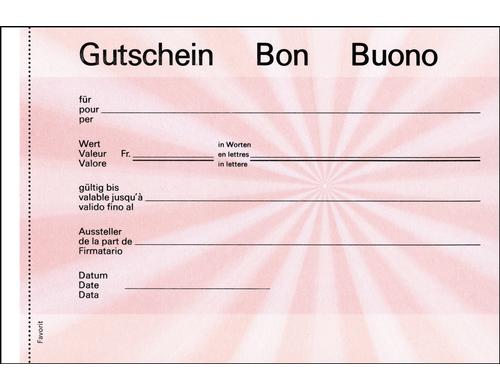 Favorit Gutschein rot, ohne Talon A6 quer, 25 Blatt, 150g, D/F/I