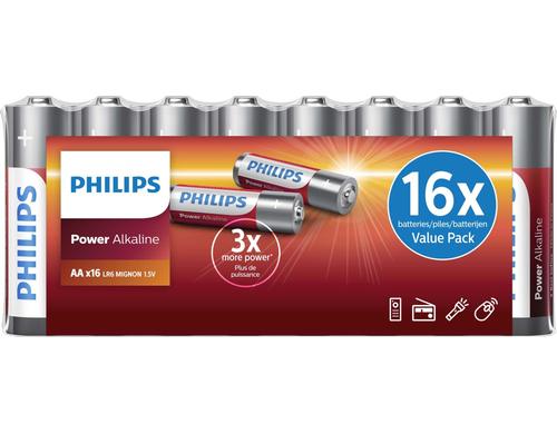 Philips Batterie Power Alkaline AA 1.5 V, LR6 Alkaline, 16 Stck