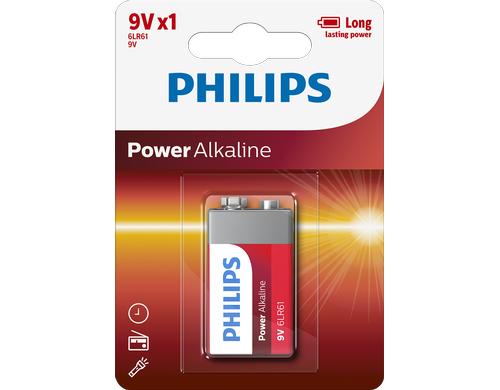 Philips Batterie Power Alkaline 9V 6LR61, 1 Stck