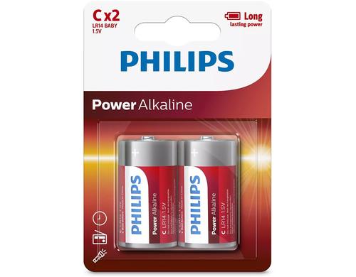 Philips Batterie Power Alkaline C 1.5 V C, LR14 Alkaline, 2 Stck