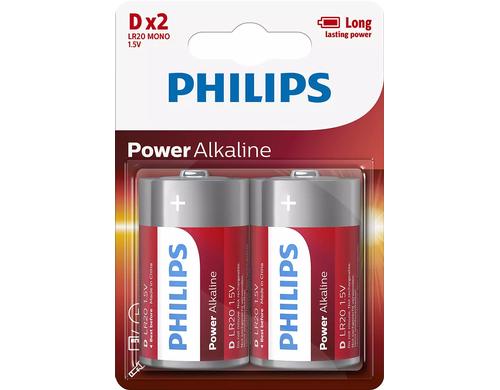 Philips Batterie Power Alkaline D 1.5 V D, LR03 Alkaline, 2 Stck