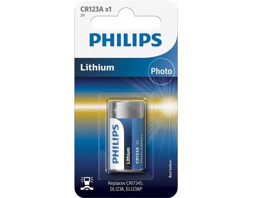 Philips Batterie Lithium CR123A 3 V, Lithium