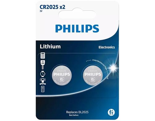 Philips Knopfzelle Lithium CR2025 2 Stck