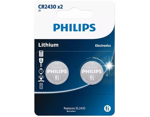 Philips Knopfzelle Lithium CR2430 2 Stck