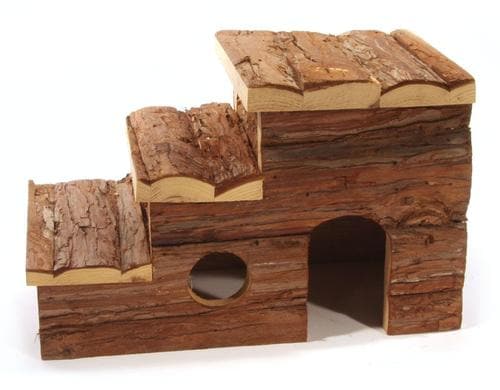 Swisspet Hamsterhaus mit Treppendach 29x18x18cm, Naturholz