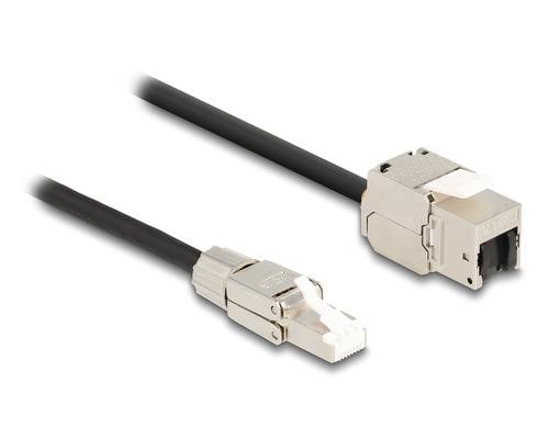 Delock Kabel RJ45 zu Keystone Modul Stecker zu RJ45 Buchse, Cat.6A, 50cm