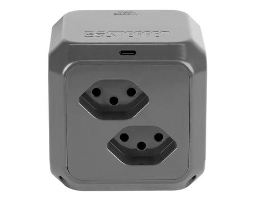 Steffen CUBE mit 1x USB-C anthrazit 8x T13, 1.5m Zuleitung, mit Klebeband