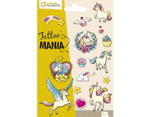 Avenue Mandarine Tattoo Mania Einhorn/Magie 1 Bogen mit 13 Tattoos