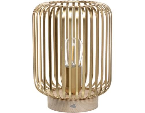 Leonardo LED Laterne Autentico, Gold 22x14 cm (HxD), Timerfunktion, Holz, Metall