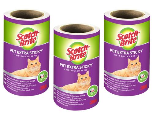 3M Scotch-Brite Kleiderroller Pet Refill fr Tierhaare, 3 Ersatzrollen