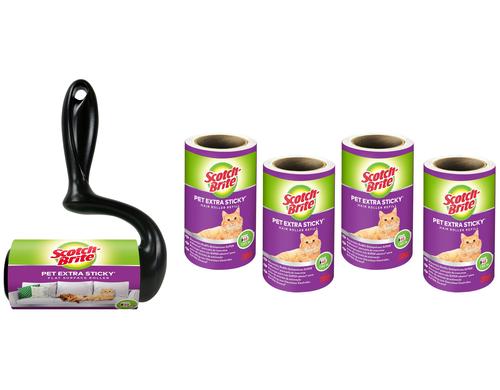 3M Scotch-Brite Kleiderroller Large Surface fr Tierhaare, 1 Roller, 4 Ersatzrollen