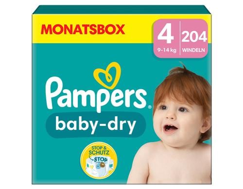 Pampers Baby Dry Gr.4 Maxi 9-14kg MonatsBox / 204 Stck