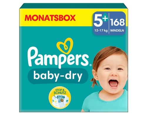 Pampers Baby Dry Gr.5+ Junior Plus 12-17kg MonatsBox / 168 Stck